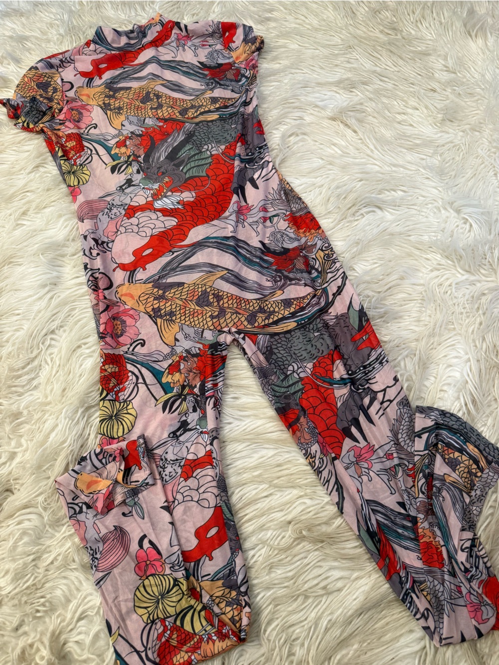 Women’s Japanese tattoo print bodysuit (L)